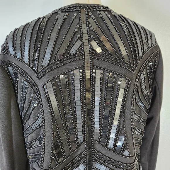 CACHE Embellished Sequin & Beads Evening Dress Black Jacket Medium - Picture 10 of 16